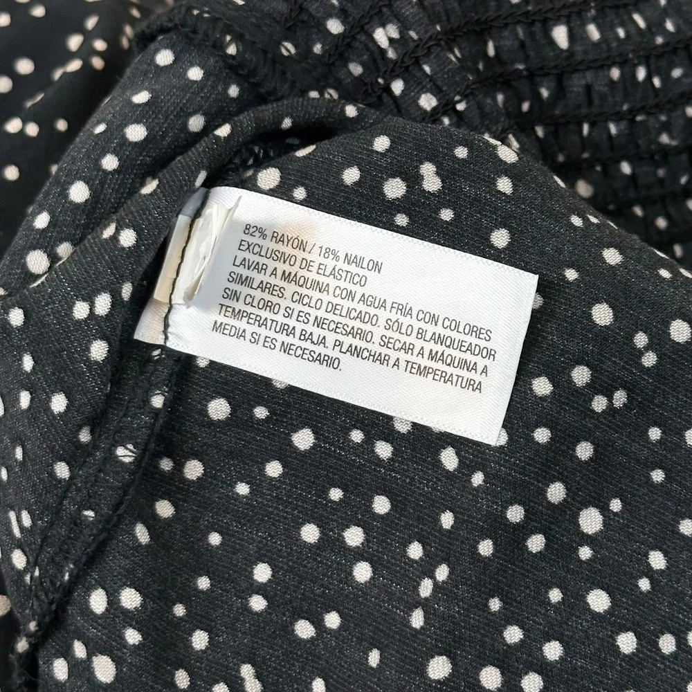 A New Day Black Polka Dot Ruched Long Sleeve Crop Top Medium - Picture 8 of 8
